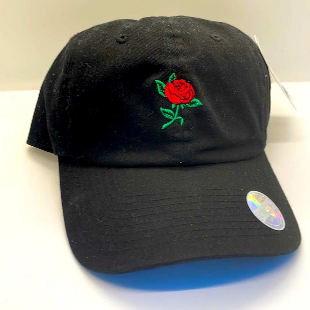 Black Rose baseball hat - minimalist - adjustable strap - hype